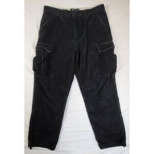 Vans Service Cargo Corduroy Pants Loose Tapered Fit Black Mens Size 34x28 Skater
